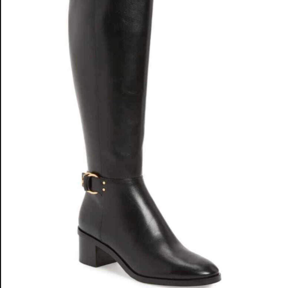 *NEW* Tory Burch Marsden Boots 5.5 Black Knee Tall Boots Logo Riding $498!
